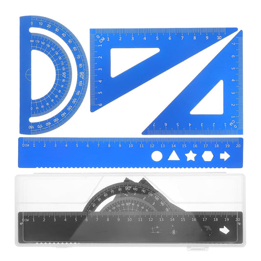 Geometry Ruler Set 8pcs with Protractor, Triangle and Straight Rulers