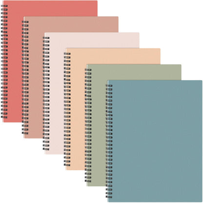 Glenmal 6 Pcs Spiral Notebook, College Ruled 8.5 x 11'', Classic Color