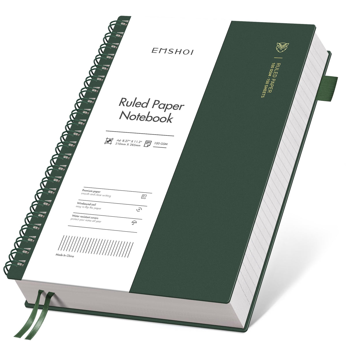 EMSHOI Lined Spiral Journal Notebook, 300 Pages, A5 Size (5.7'' x 8.2'')