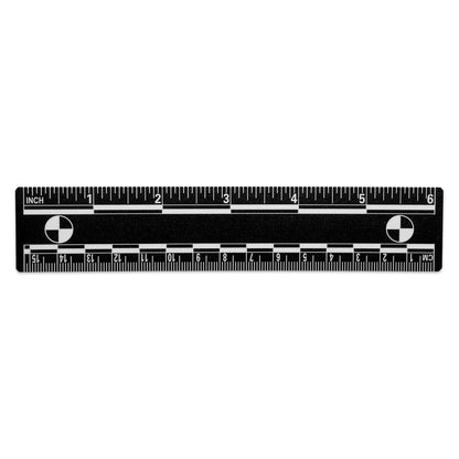 Crime Scene Professional Evidence Photography Scale, 10-Pack, 15cm/6inch Vinyl Rulers with Reference Circles, Dual Measurement (Black)