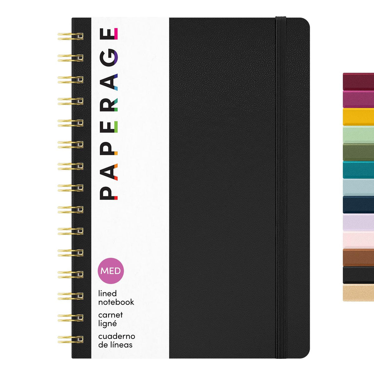 PAPERAGE Lined Spiral Journal Notebook, (Burgundy, Navy, Olive Green), 3 Pack, 160 Pages, Medium 5.5 inches x 8 inches - 100 GSM Thick Paper, Hardcover, Double-Wire Spiral Journal & Notebook