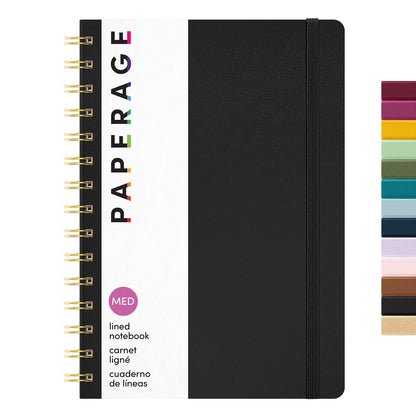 PAPERAGE Lined Spiral Journal Notebook, (Burgundy, Navy, Olive Green), 3 Pack, 160 Pages, Medium 5.5 inches x 8 inches - 100 GSM Thick Paper, Hardcover, Double-Wire Spiral Journal & Notebook
