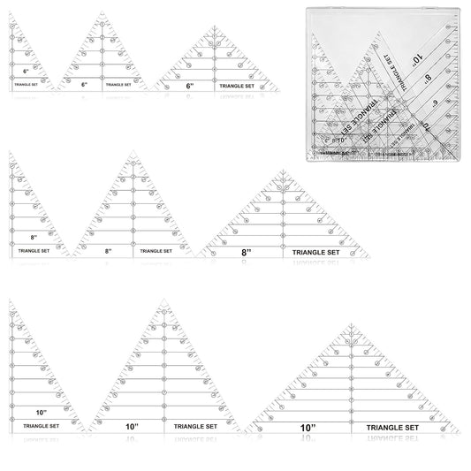 9Pack Triangle Quilting Rulers for Quilting Templates 6/8/10 in 30° 45° 60°