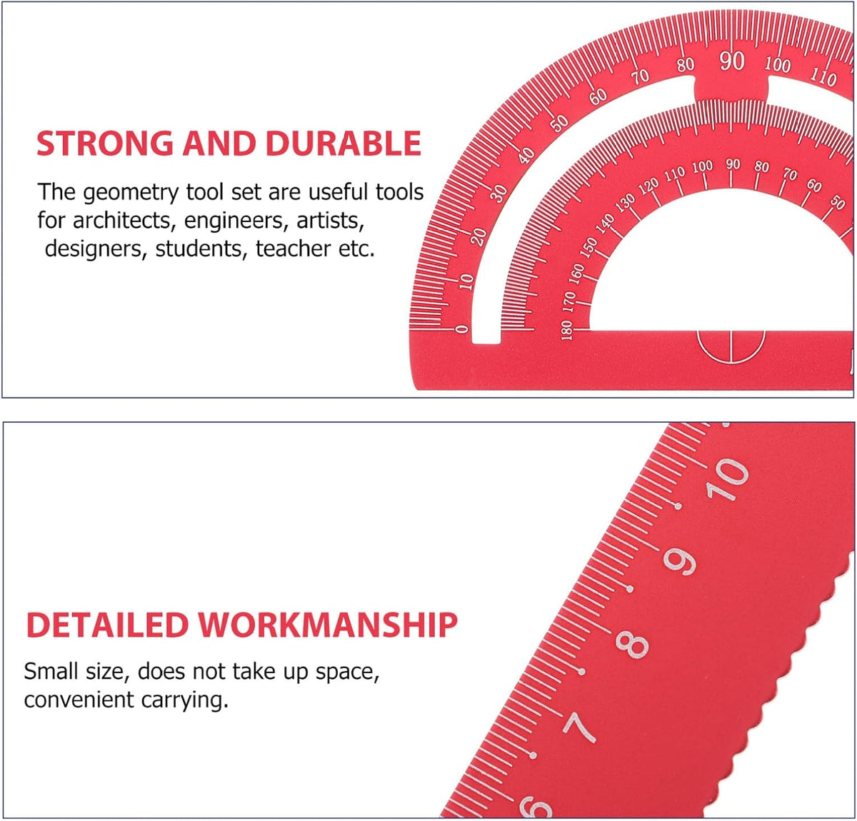 Metal Triangle Ruler Set, 4 Piece Aluminum Alloy Stationery