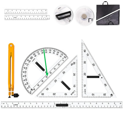 39 Inch Strong Magnetic Straight Ruler and Protractor Geometry Teaching Kit