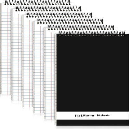 Resurhang 6 Pcs Top Spiral Notebooks,8.5 x 11 Inches,No Holes,White