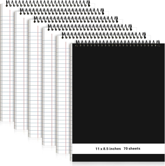 Resurhang 6 Pcs Top Spiral Notebooks,8.5 x 11 Inches,No Holes,White
