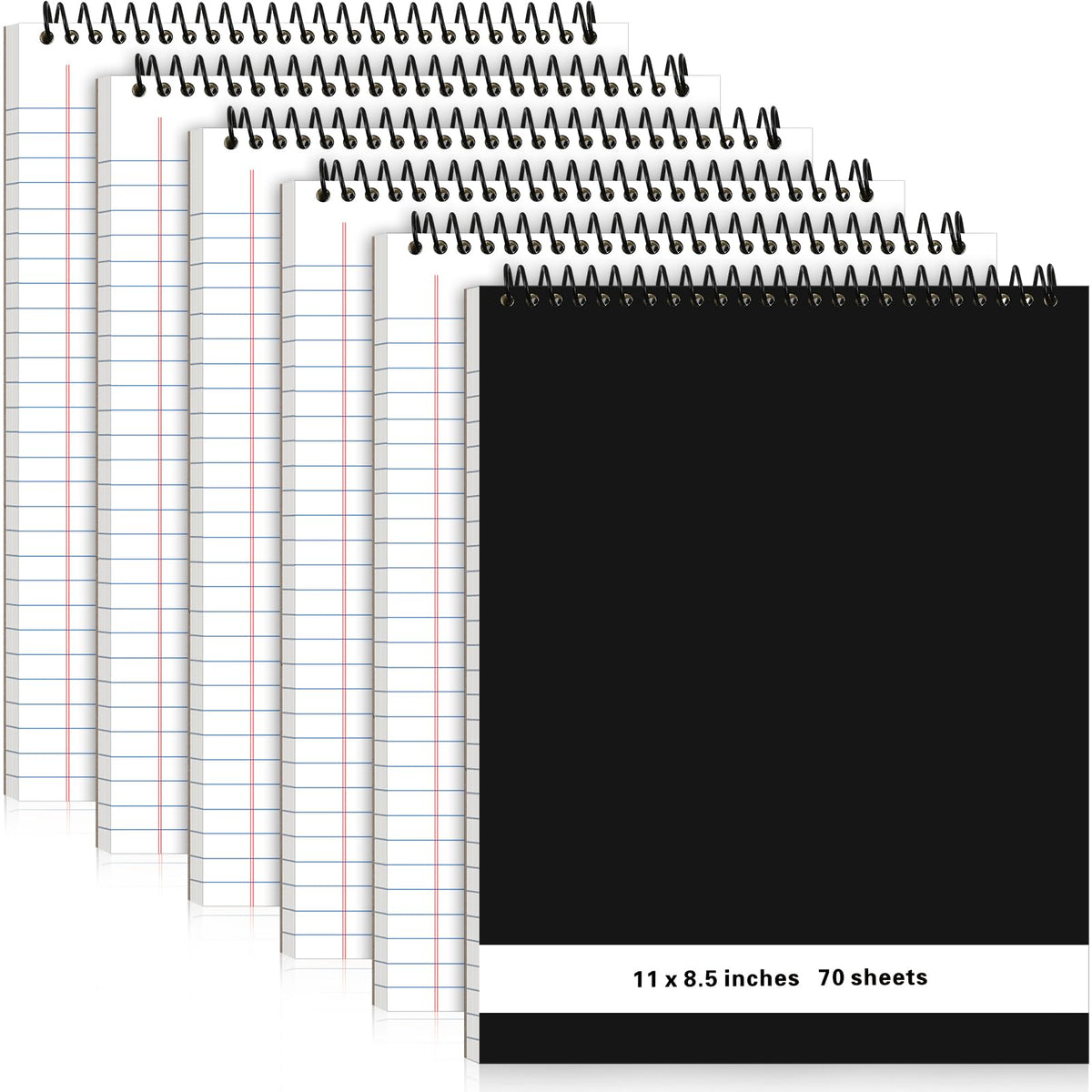 Resurhang 6 Pcs Top Spiral Notebooks,8.5 x 11 Inches,No Holes,White