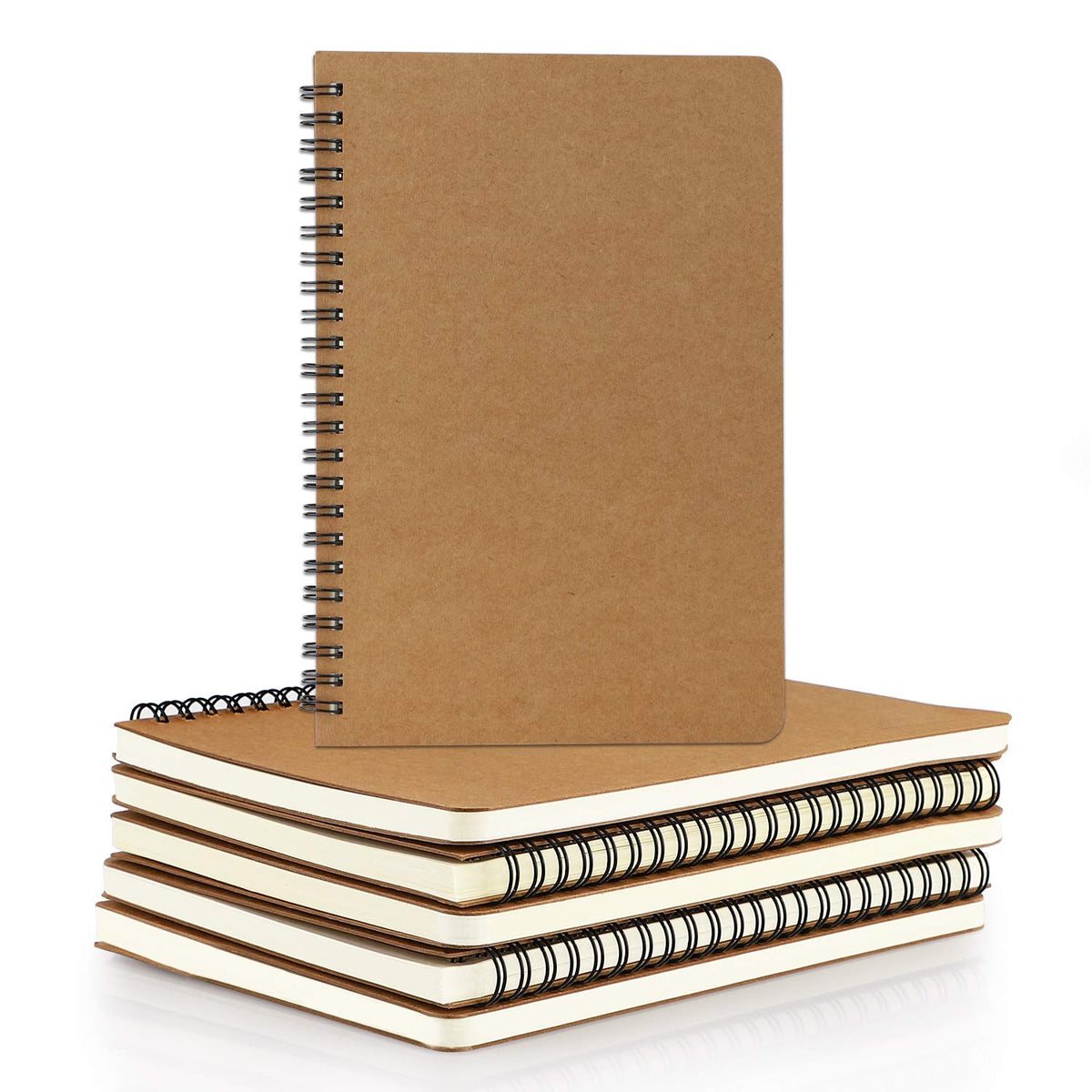 EUSOAR Spiral Ruled Notebook, A5 3packs 5.5"X8.3" 120 Pages Lined Travel Writing Notebooks Journal, Memo Notepad Sketchbook, Office Business Subject Diary Ruled Spiral Book Journal-Coffee Cover
