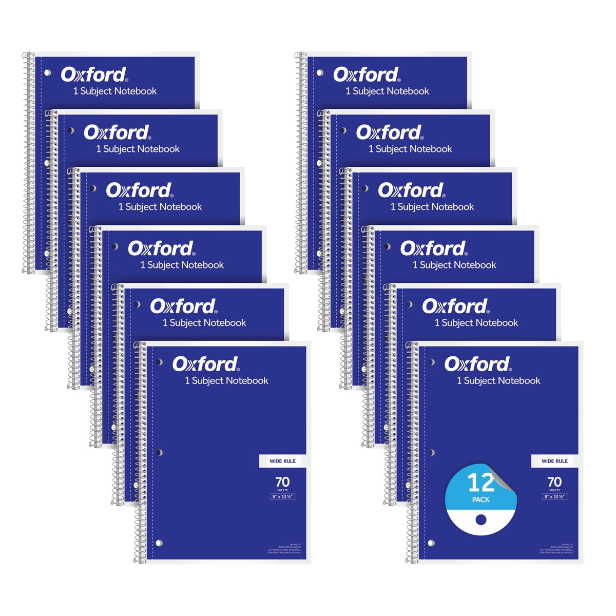 Oxford Spiral Notebook Bulk 12 Pack, 1 Subject, College Ruled, Black