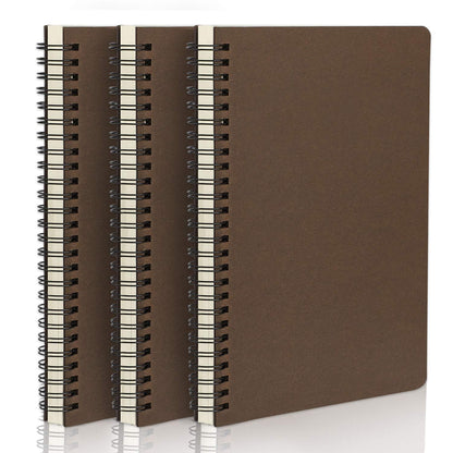 EUSOAR Spiral Ruled Notebook, A5 3packs 5.5"X8.3" 120 Pages Lined Travel Writing Notebooks Journal, Memo Notepad Sketchbook, Office Business Subject Diary Ruled Spiral Book Journal-Coffee Cover