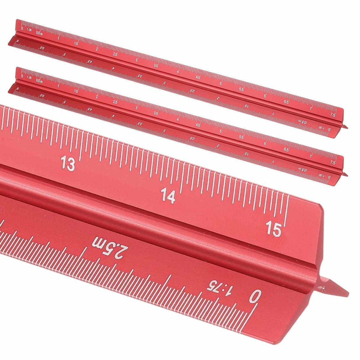 HARFINGTON 2 Pcs Architectural Scale Ruler, 12 Inch Metric Aluminum Alloy Architect Triangular Small Scale Laser-Etched Blueprint Drafting Ruler for Architects Engineers, Green