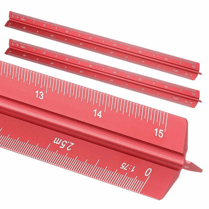 HARFINGTON 2 Pcs Architectural Scale Ruler, 12 Inch Metric Aluminum Alloy Architect Triangular Small Scale Laser-Etched Blueprint Drafting Ruler for Architects Engineers, Green