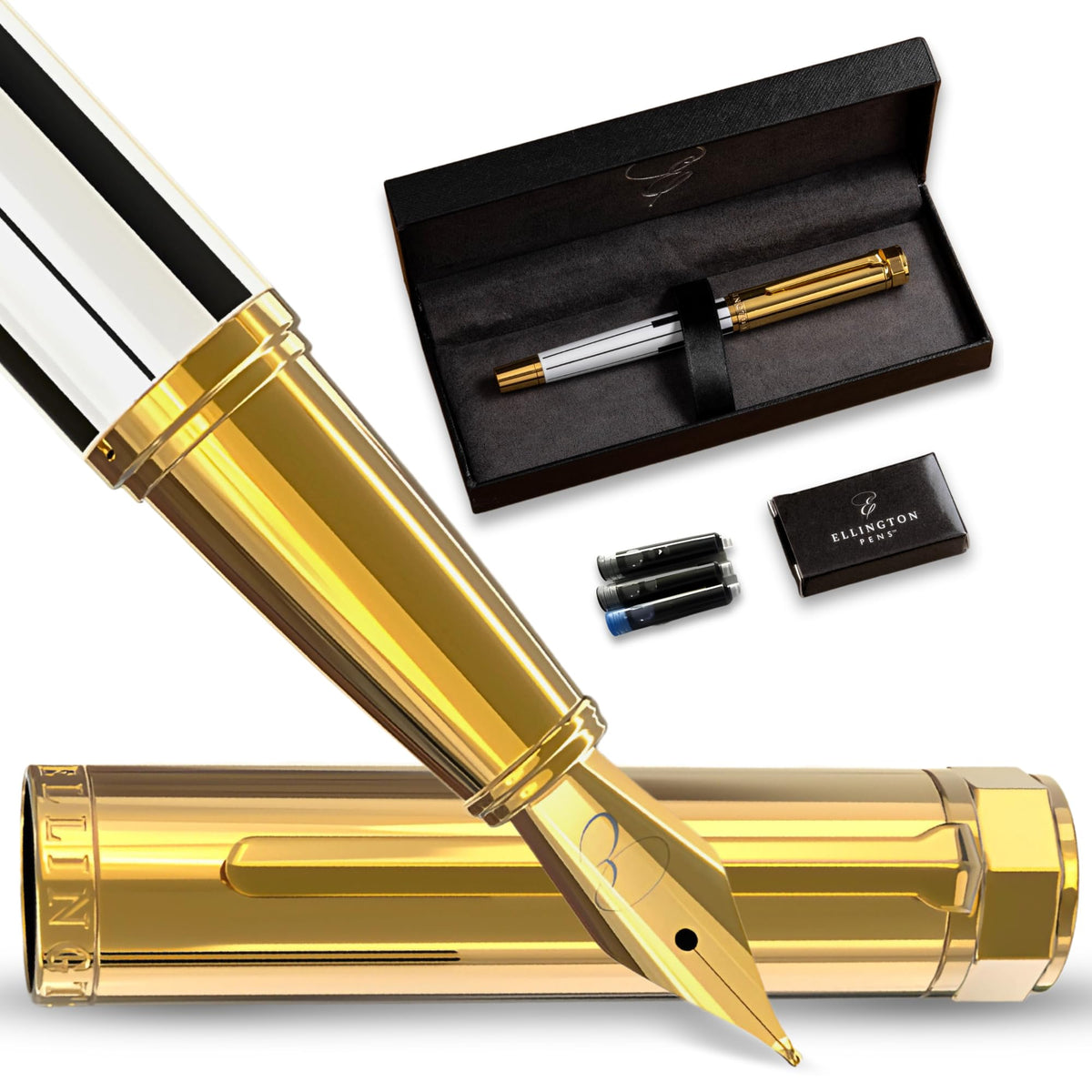 Luxury Fountain Pen Set for Writing, Refillable Ink Converter, Gift Box