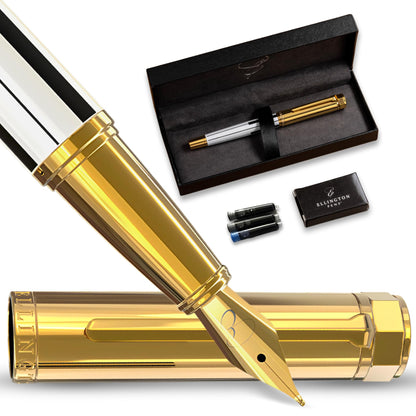 Luxury Fountain Pen Set for Writing, Refillable Ink Converter, Gift Box