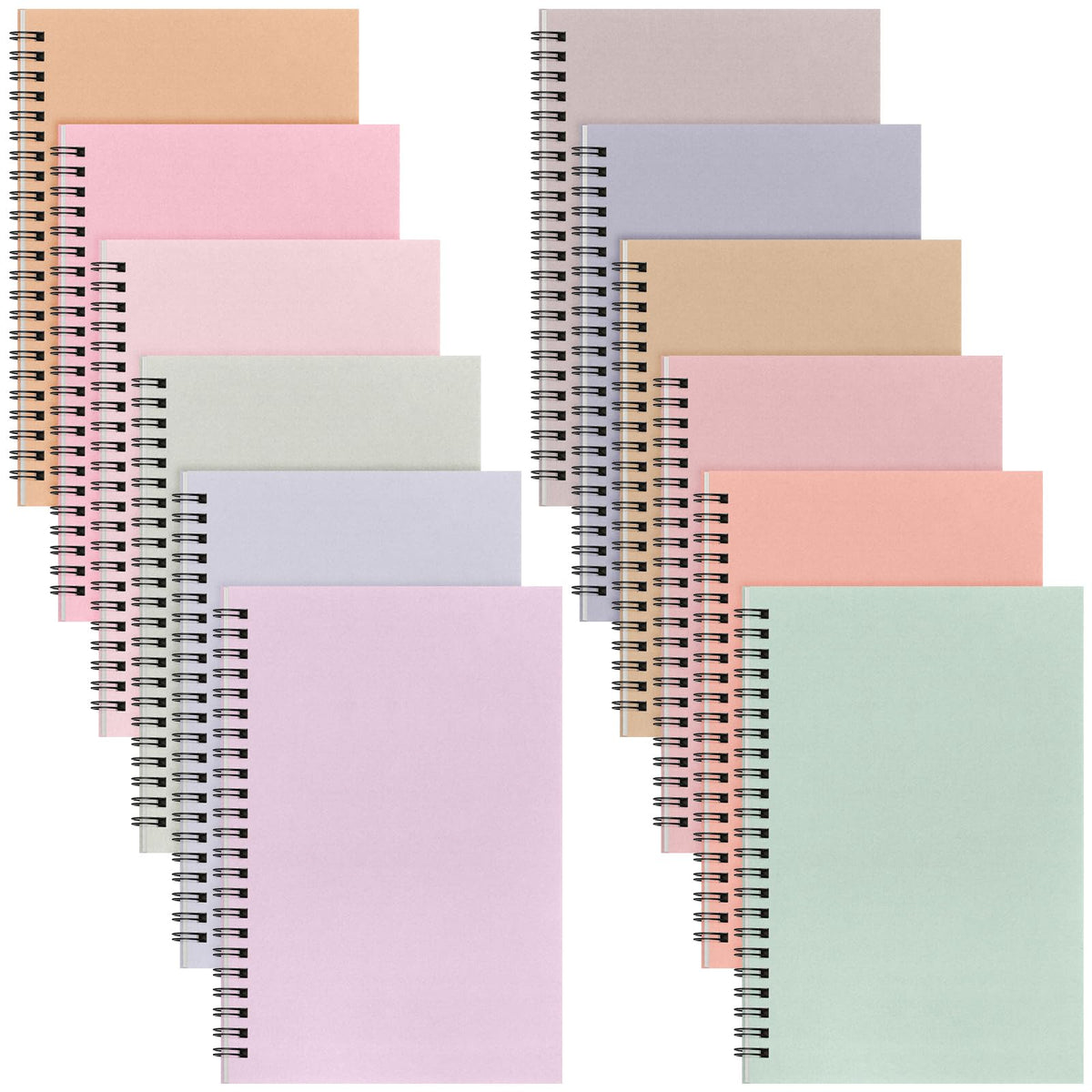 Fuutreo 12 Pcs Spiral Notebook for Work, 8.3 x 5.7 Candy Color, Classic