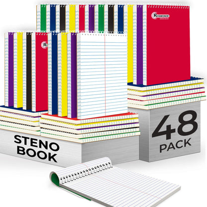 Rosmonde Spiral Steno Pads 12 Pack, 6 x 9, Gregg Ruled Steno Pad,80 Sheets
