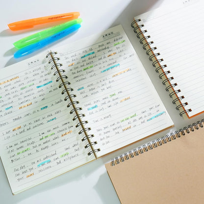 A5 Spiral Notebook, 6 Pack 200 Pages Journal with Kraft Hard Cover