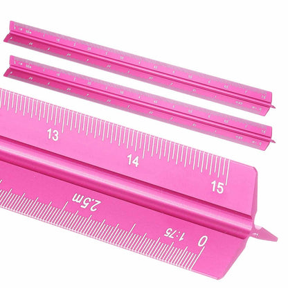 HARFINGTON 2 Pcs Architectural Scale Ruler, 12 Inch Metric Aluminum Alloy Architect Triangular Small Scale Laser-Etched Blueprint Drafting Ruler for Architects Engineers, Green