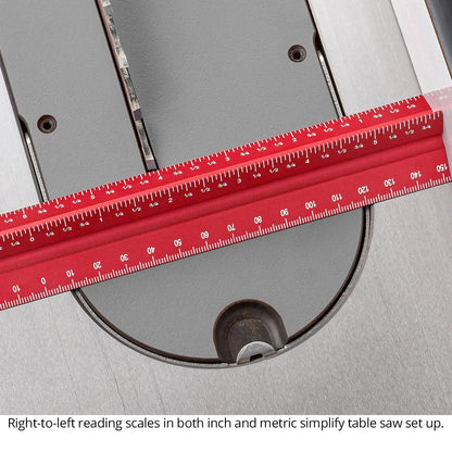 Woodpeckers Hexscale Rule, 36 Inch / 900MM, 6-in-1 Woodworking Ruler with Stop, Inch, Metric & Centering Scales, R2L & L2R Measuring, Architect Style