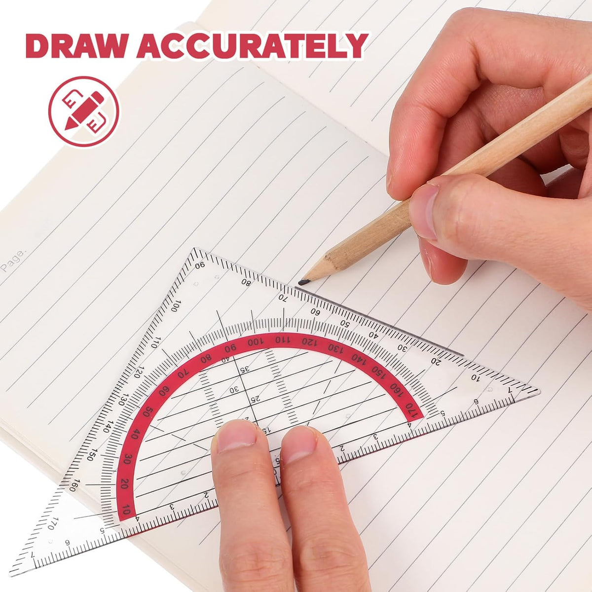 12pcs Triangular Protractor Ruler Set with Handles for Drafting
