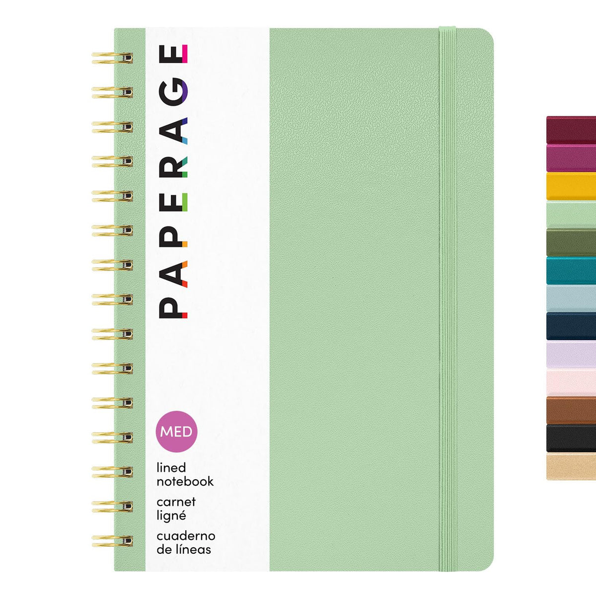 PAPERAGE Lined Spiral Journal Notebook, (Burgundy, Navy, Olive Green), 3 Pack, 160 Pages, Medium 5.5 inches x 8 inches - 100 GSM Thick Paper, Hardcover, Double-Wire Spiral Journal & Notebook