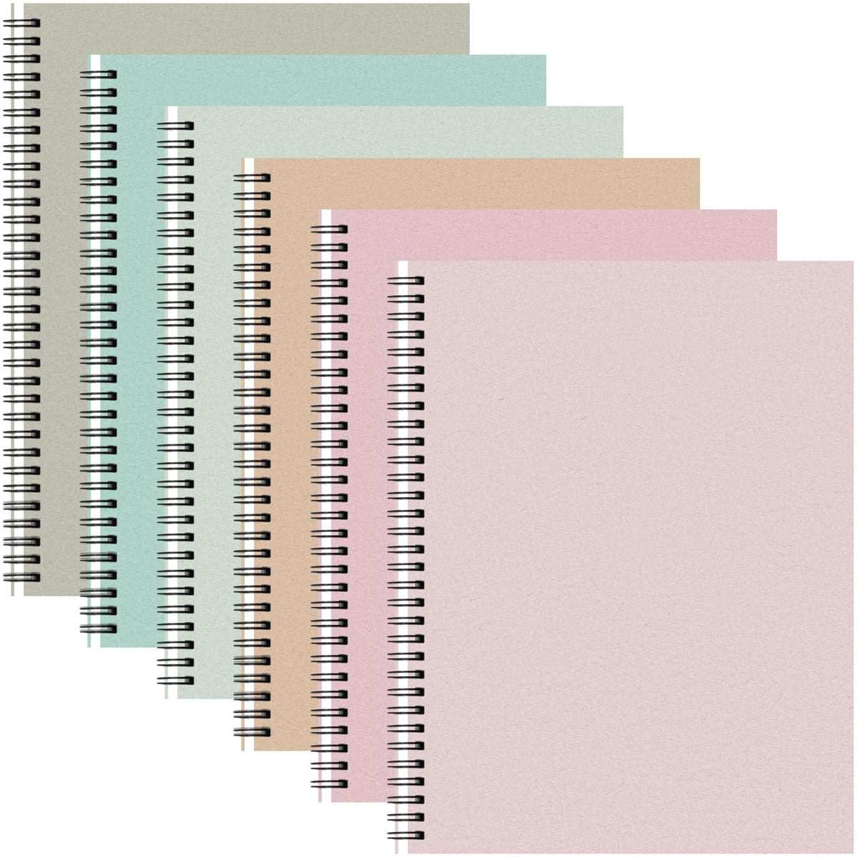 Glenmal 6 Pcs Spiral Notebook, College Ruled 8.5 x 11'', Classic Color