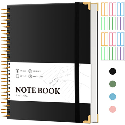 Large Hardcover Spiral Notebook College Ruled 8.5 X 11 with Stickers, Blue