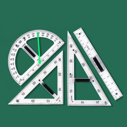 Magnetic Geometry Math Ruler Set for Classroom, Large Protractor, Triangle & Measuring Rulers, Magnetic Blackboard Tools for Teachers & Students Enhances Math Learning, 5pc
