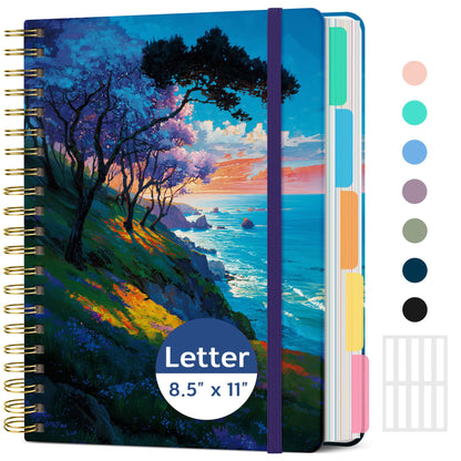 Taja Cute Large Spiral Lined Notebook for Work with 5 Removable Dividers