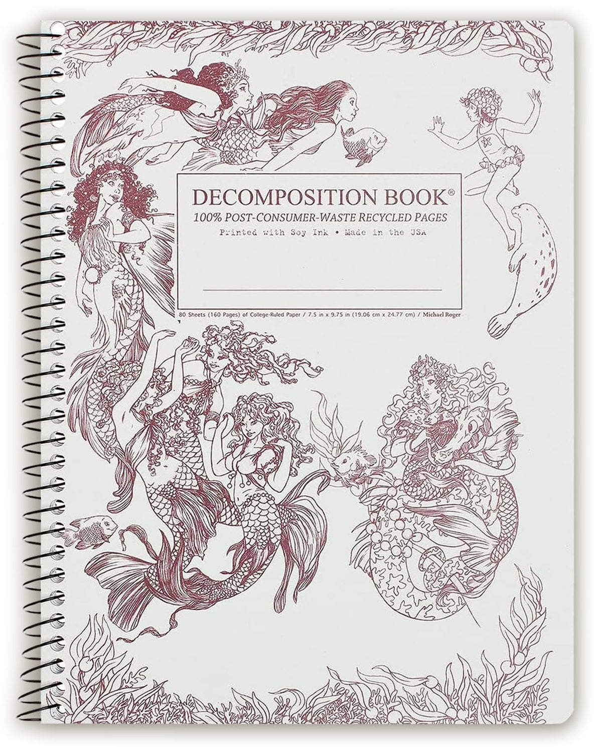 Decomposition Jellyfish College Ruled Spiral Notebook - 9.75 x 7.5 Journal with 160 Lined Pages - 100% Recycled Paper - Cute Notebooks for School Supplies, Home & Office - Made in USA