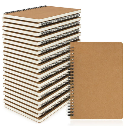 EUSOAR Spiral Ruled Notebook, A5 3packs 5.5"X8.3" 120 Pages Lined Travel Writing Notebooks Journal, Memo Notepad Sketchbook, Office Business Subject Diary Ruled Spiral Book Journal-Coffee Cover