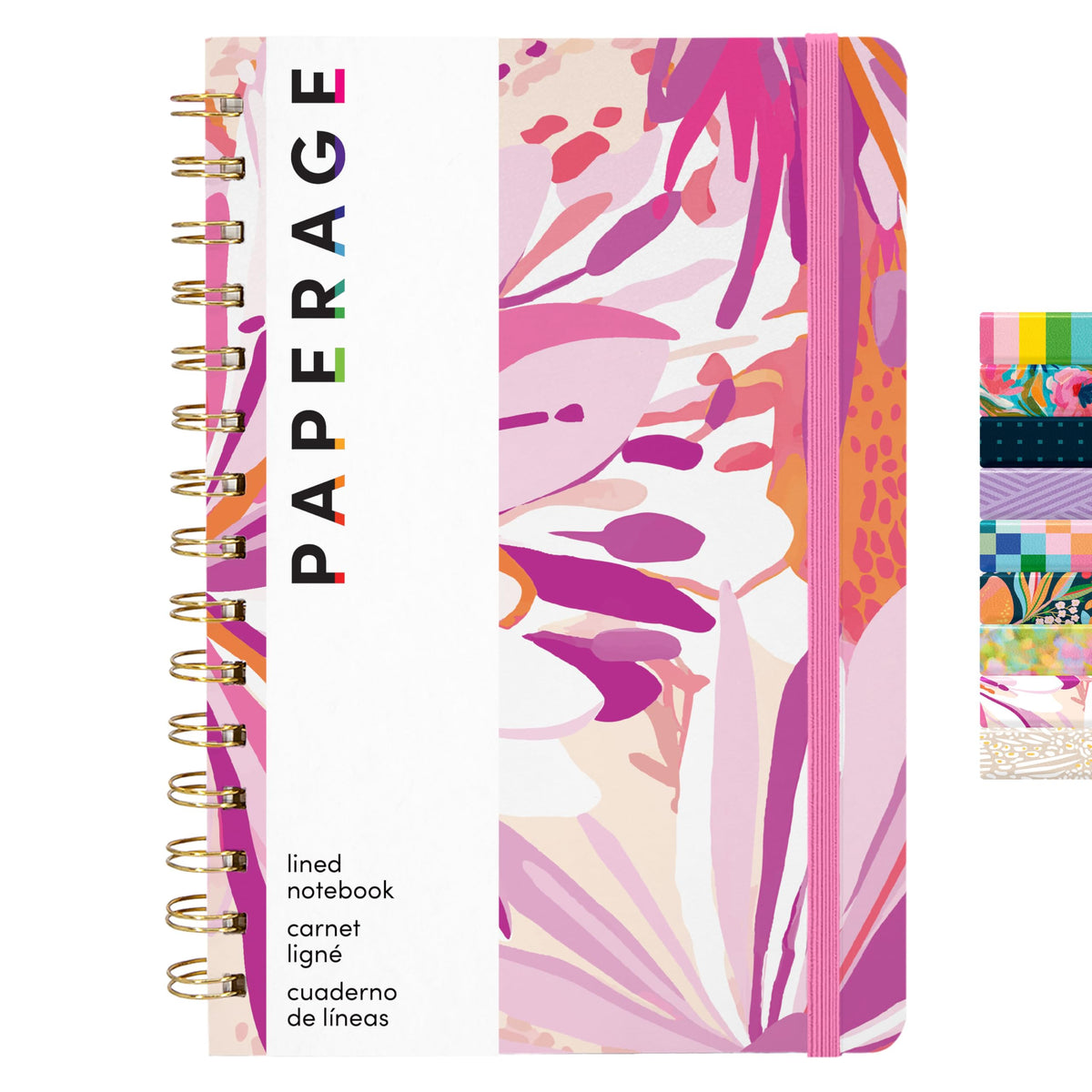 PAPERAGE Lined Spiral Journal Notebook, (Burgundy, Navy, Olive Green), 3 Pack, 160 Pages, Medium 5.5 inches x 8 inches - 100 GSM Thick Paper, Hardcover, Double-Wire Spiral Journal & Notebook