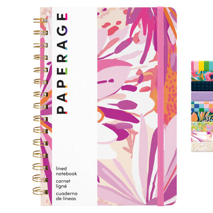 PAPERAGE Lined Spiral Journal Notebook, (Burgundy, Navy, Olive Green), 3 Pack, 160 Pages, Medium 5.5 inches x 8 inches - 100 GSM Thick Paper, Hardcover, Double-Wire Spiral Journal & Notebook
