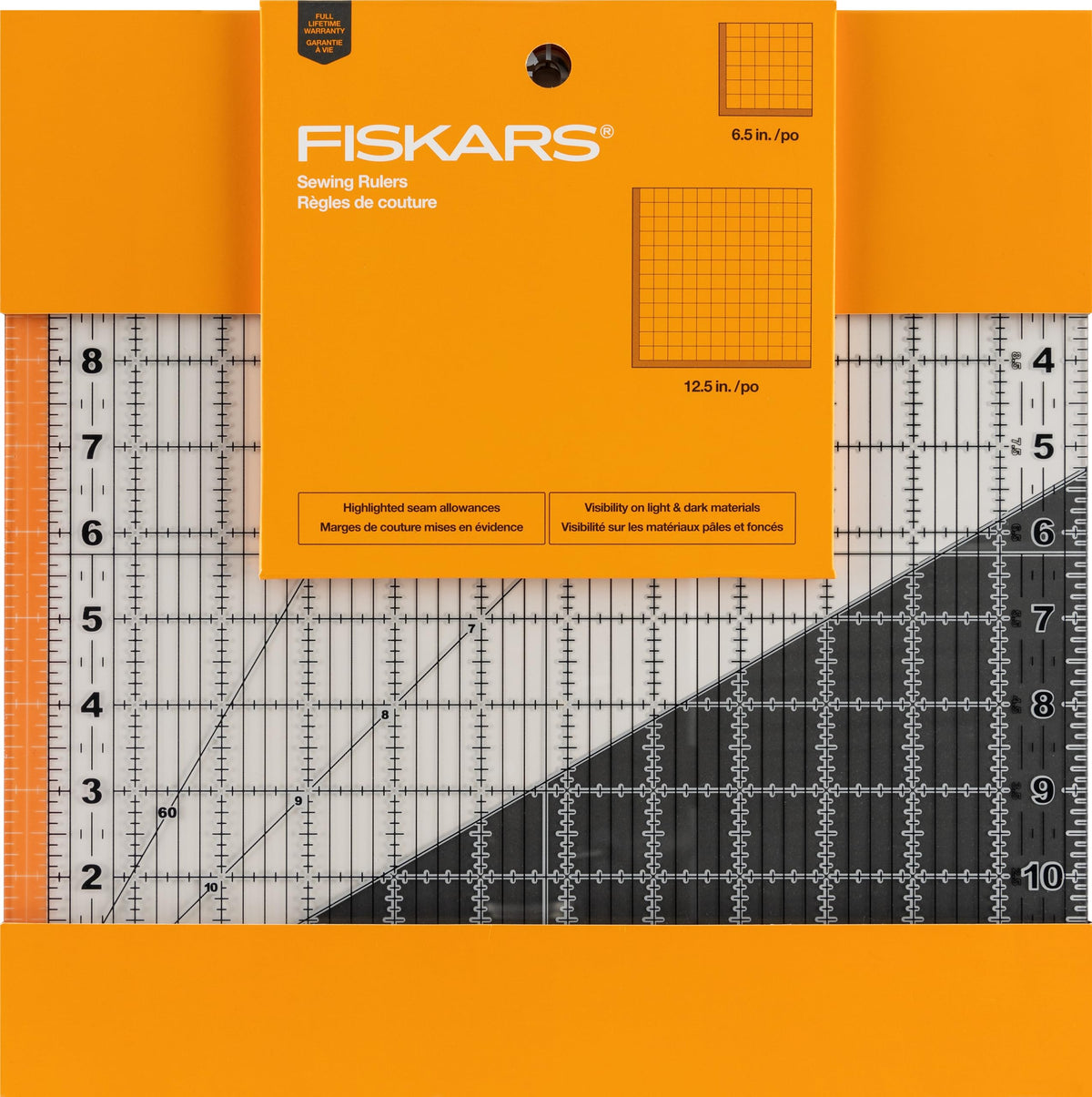 Fiskars 2-Piece Square Sewing Ruler Set, 6.5" x 6.5" and 12.5" x 12.5"