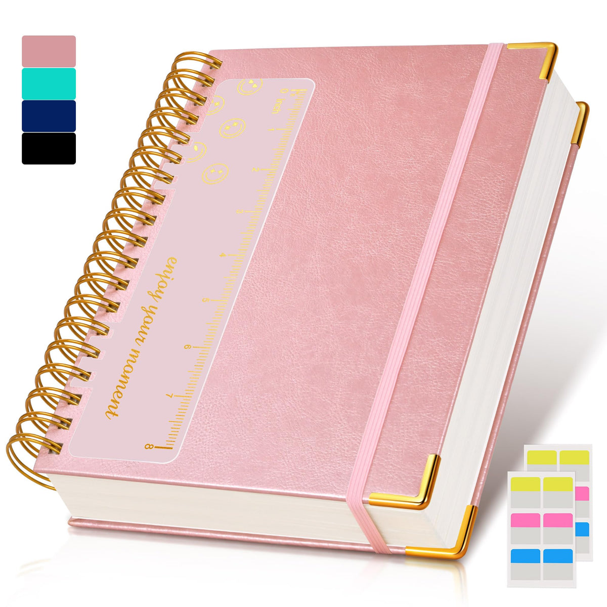 Spiral Notebook Journal 8.5” x 11”, 300 Pages Hardcover Leather Lined Journals for Women Men, A4 Large College Ruled Notebooks with 100 GSM Thick Paper, Spiral Journal for Writing Work School, Purple