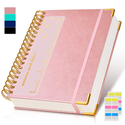 Spiral Notebook Journal 8.5” x 11”, 300 Pages Hardcover Leather Lined Journals for Women Men, A4 Large College Ruled Notebooks with 100 GSM Thick Paper, Spiral Journal for Writing Work School, Purple