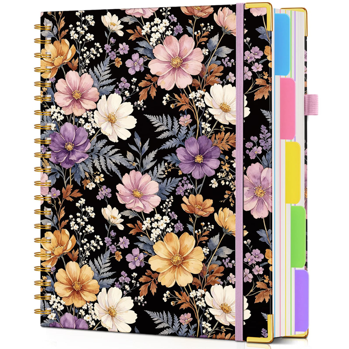 Large Spiral Notebook Journal 8.5"x11" with Divider Tabs, 300 Pages 5 Subject Notebooks for Work School, Cute Lined Journal for Women, A4 Hardcover Spiral Notebook College Ruled，ColorfulTreeofLife
