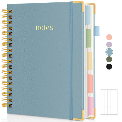 SKYDUE 5 Subject Notebook with Dividers and Tabs, Notebooks for Work