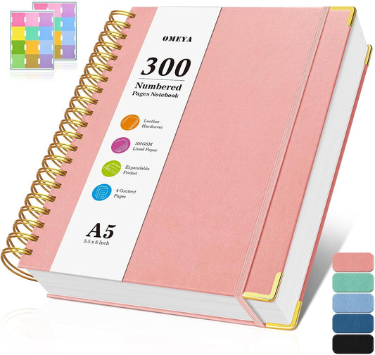 Spiral Notebook, 300 Numbered Pages Notebooks College Ruled with Contens
