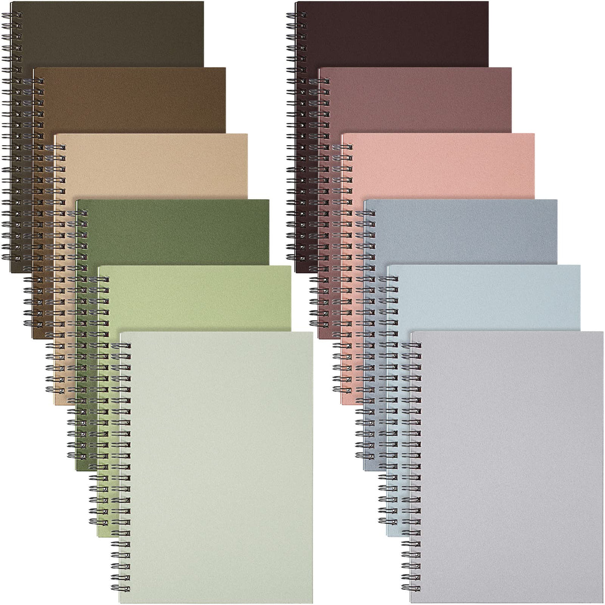 Fuutreo 12 Pcs Spiral Notebook for Work, 8.3 x 5.7 Candy Color, Classic