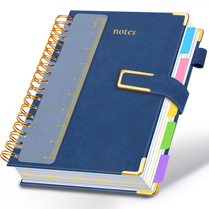 Hardcover Spiral Notebook College Ruled, 6.2"x 8.2" Leather Journal Notebook with Magnetic Closure, 300 Pages 5 Subject Notebook with Dividers Tabs Journal for Women Men, Work, School(Sage Green)