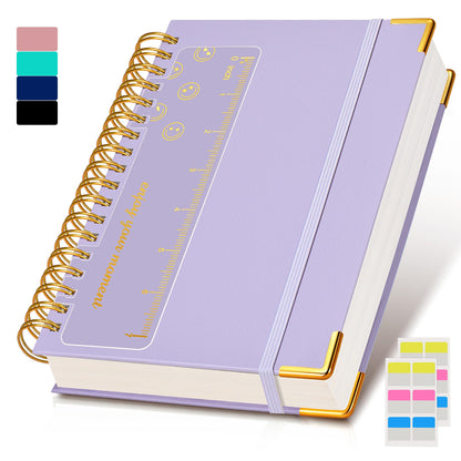Spiral Notebook Journal 8.5” x 11”, 300 Pages Hardcover Leather Lined Journals for Women Men, A4 Large College Ruled Notebooks with 100 GSM Thick Paper, Spiral Journal for Writing Work School, Purple