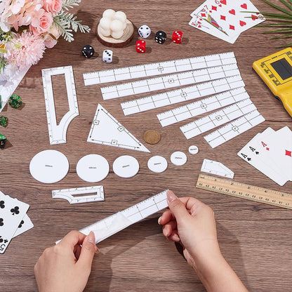 BENECREAT 17PCS Objective Point Markers, Acrylic Ruler Objective Makers Set, Round Objective Marker Gaming Accessory, War Games Measuring Ruler for Tabletop Wargames Templates Set (White)