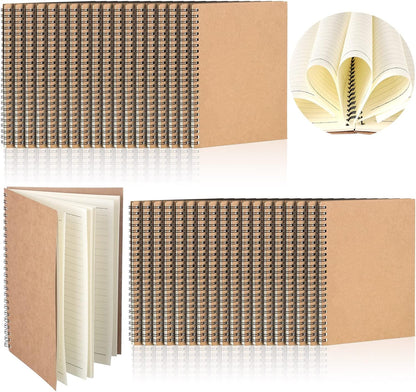 36 Packs A5 Spiral Notebook Hardcover Ruled Notebooks Soft Cover Spiral Journal College Writing Subject Lined Notebook 5.5 x 8.3 Inch 50 Sheets 100 Pages Lined Paper for Office School (Brown)
