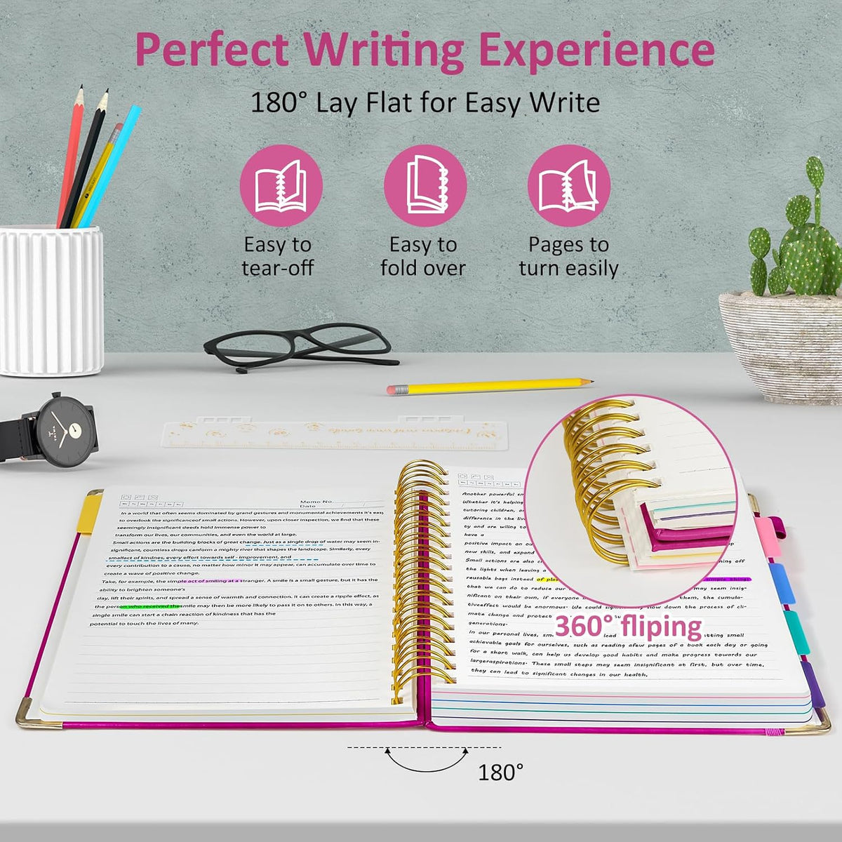 Hardcover Multi Subject Spiral Notebook with Tabs, Large B5 for Work