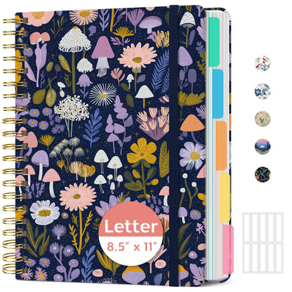 Taja Spiral Notebooks for Work 5 Subject Notebook with Removable Dividers