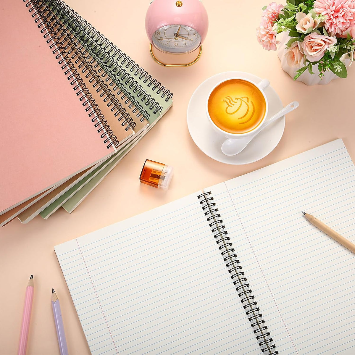 Glenmal 6 Pcs Spiral Notebook, College Ruled 8.5 x 11'', Classic Color