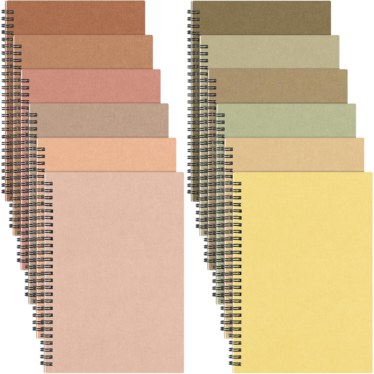 Fuutreo 12 Pcs Spiral Notebook for Work, 8.3 x 5.7 Candy Color, Classic