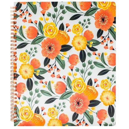 Steel Mill & Co. Cute Floral Large Spiral Notebook, Orange Flower
